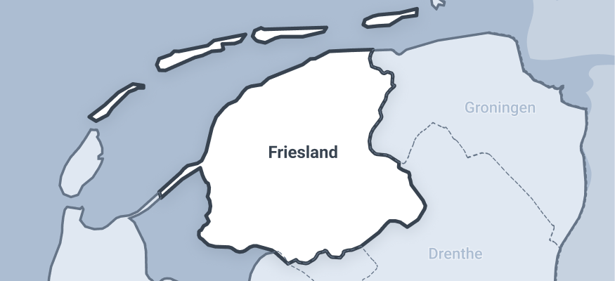 Kaart van de provincie Friesland